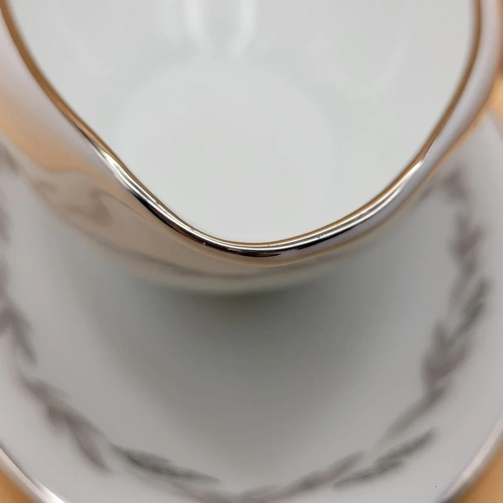 Noritake Graywood 6041 Gravy Boat‎ Silver Trim JAPAN Vintage